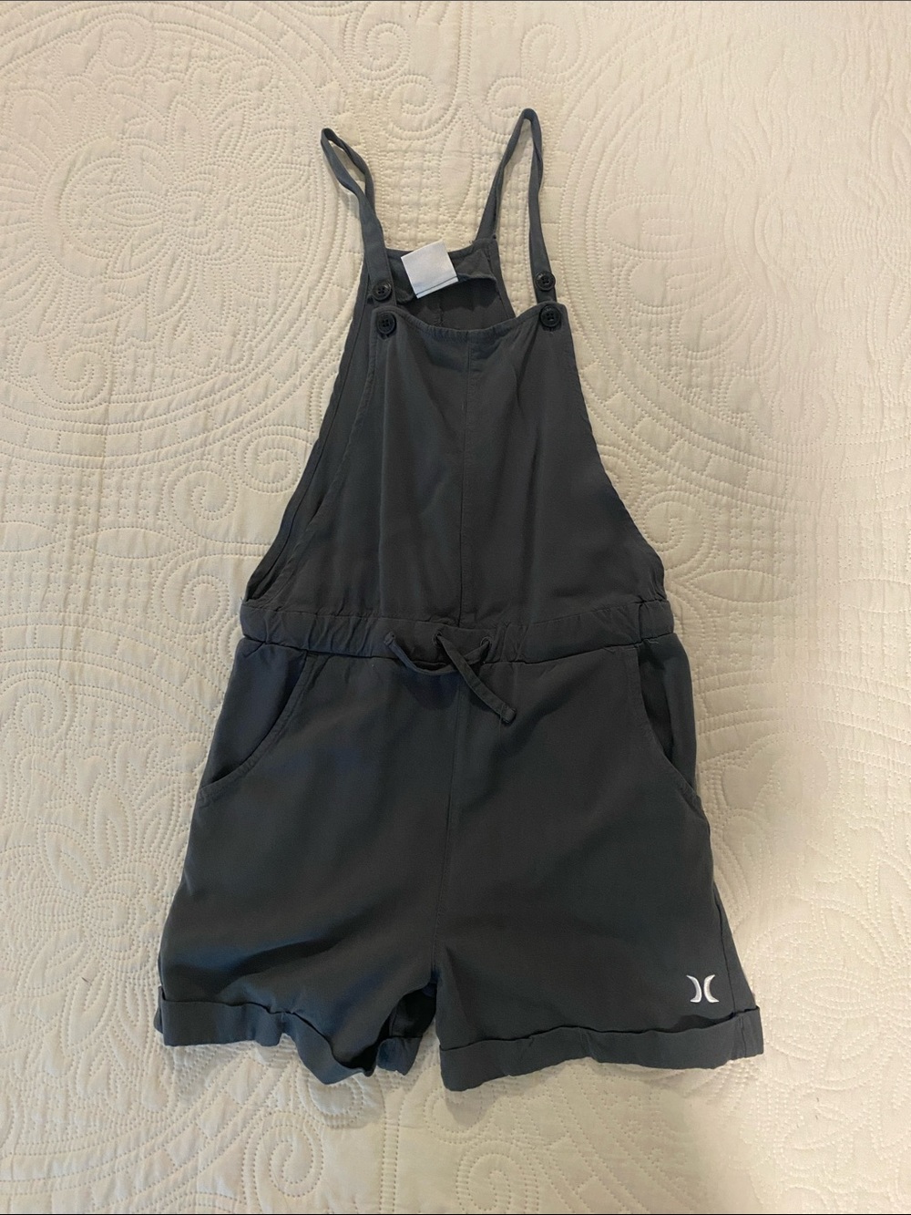 Hurley Black Girls' Short Overalls Romper